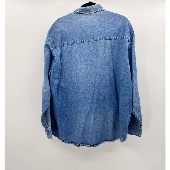 Vintage BNSF Blue Denim Long Sleeve Button Up Embroidered Shacket Men's XL - Picture 2 of 9
